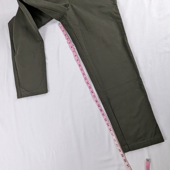 VTG Olive Green High Waist Straight Leg Khaki Trousers Corpcore - Picture 8 of 9